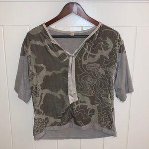 Velvet Front Floral Tie Top